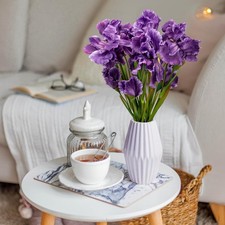 6 Pcs 31.5 Artificial Iris Flowers Real Touch Faux Long Stems Fake Purple Ir...