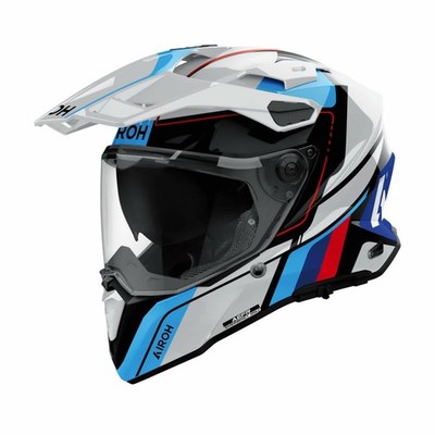 Helm Enduro Dual Road AIROH COMMANDER 2 SKIP Weiß/Rot Glänzend