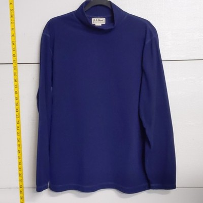 LL Bean Unisex Mock Neck Fleece Pullover Blue Medium Made in USA Warm Vintage