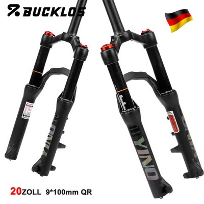 BUCKLOS 20zoll MTB/Falten/BMX Fahrräder LuftFedergabel 100mm Federweg 9*100mm QR