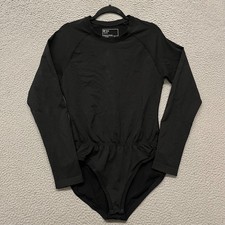 FIGS Scrubs Salta Bodysuit Womens XL Black Long Sleeve Seamless Stretch