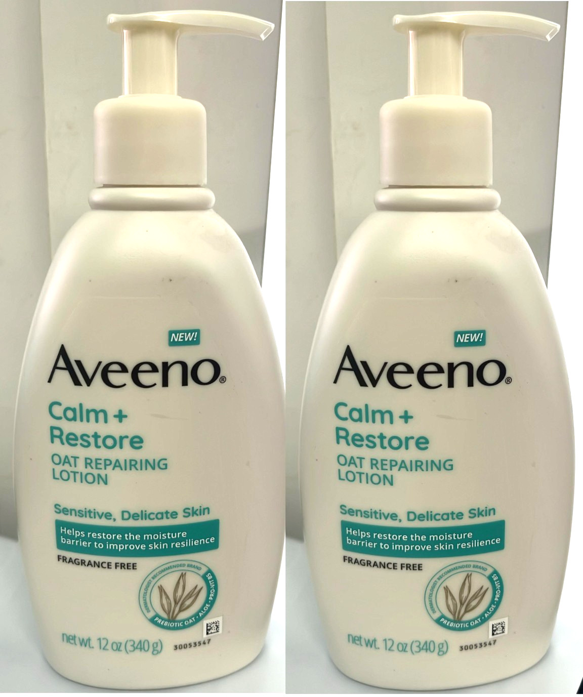 2x Aveeno Calm + Restore Oat Repairing Lotion Restorative Skin Therapy 12 Oz eac