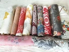 11 pc Bundle vintage silk fabric Scraps Japanese silk kimonos 16cmx40cm  B06