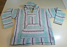 BAJA JOE Boho HOODIE Size S Ocean Green Black Gray  White Beach Ready