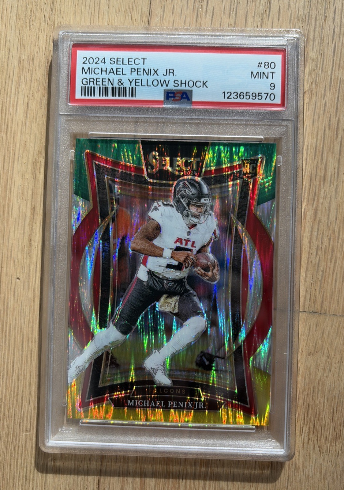 2024 Panini Select - Concourse Michael Penix Jr. #80 Green & Yellow Shock PSA 9