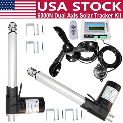 Solar Track Dual Axis Tracker &6000N 12V 2X8'' Linear Actuator &Wind Speed Sensor