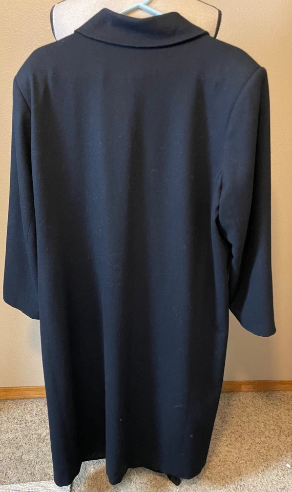 Abrigo Largo Kristen Blake Lana Merino Doble Pecho, Negro, Forrado, Talla Grande 20W Foto 3 de 4