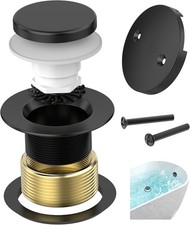 Matte Black Tub Drain Kit with Hair Catcher, Premium Brass Tip-Toe Bathroom Tub