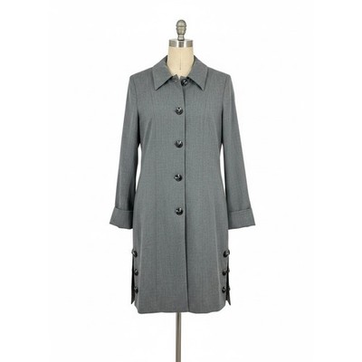 Peace Love & Rock N Roll 20H Threads Wool Coat Grey Long Pea Coat Small