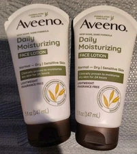 Lot of 2: Aveeno Daily Moisturizing Face Cream -Normal - Dry Skin-Sensitive 5oz
