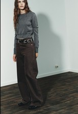 ZARA TRF Extra Wide Leg High Waist Jeans Denim 5-pocket Brown Women  s Size 6/29