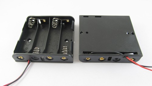 5 Stück 4x AA 2A 4XAA Zellen Batteriehalter Box Etui 6V mit 6" Bleikabel schwarz - Bild 1 von 3
