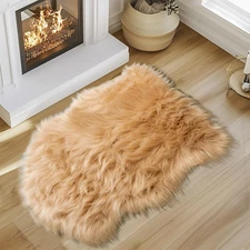 Faux Fur Rug - Faux Sheepskin Rug 2X3 Ft Irregular Shaped Carpet Fluffy Carpet F