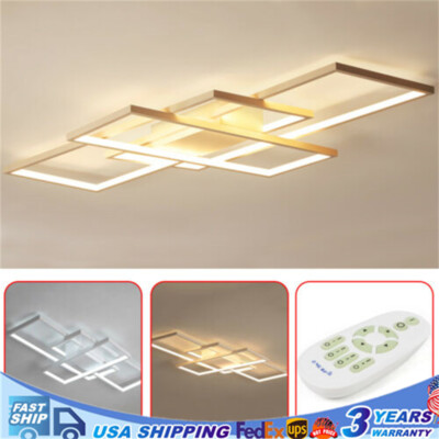 Geometric Square Acrylic LED Ceiling Light Living Room Chandelier Pendent Lamp