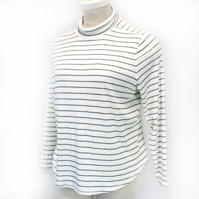 TALBOTS Plus White Striped Turtle Neck  PULLOVER Top Petite 0X