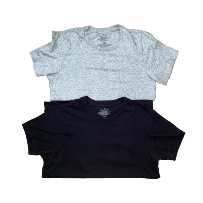 Calvin Klein 2 Pack Black/Gray essential 100% Cotton Crew Tee Shirts Size Small