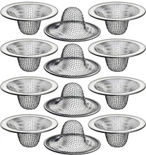 12 Pack Mesh Sink Drain Basket - Strainer,Hair Catcher for Bathroom Sink,Laundry