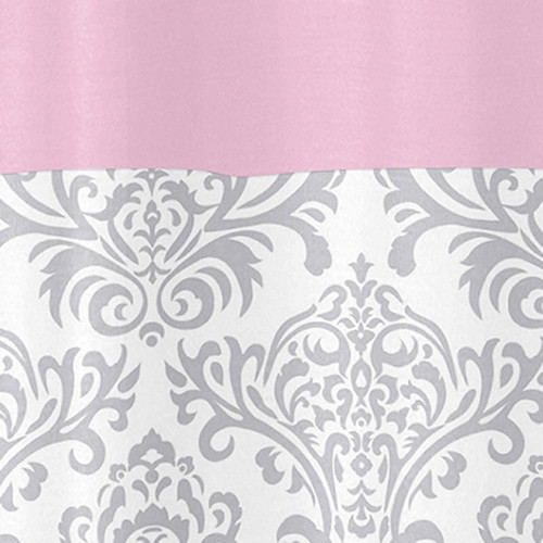 Sweet Jojo Designs Hotel Collection Bath Shower Curtain - White And Gray Cotton 72x72