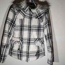 Ymi Black And White Plaid Coat. Size Small