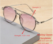 TR90 Bifocal Tinted Reading Glasses For Men Women Pilot Lightweight Sunglasses
