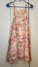 NWT Forever 21 Pink Floral Print Bib Neck Flowy Shift Sleeveless Dress Size L