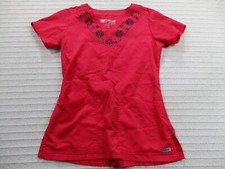 Greys Anatomy Womens Scrub Shirt XS Pink V Neck Short Sleeve Vent Medical Fitted