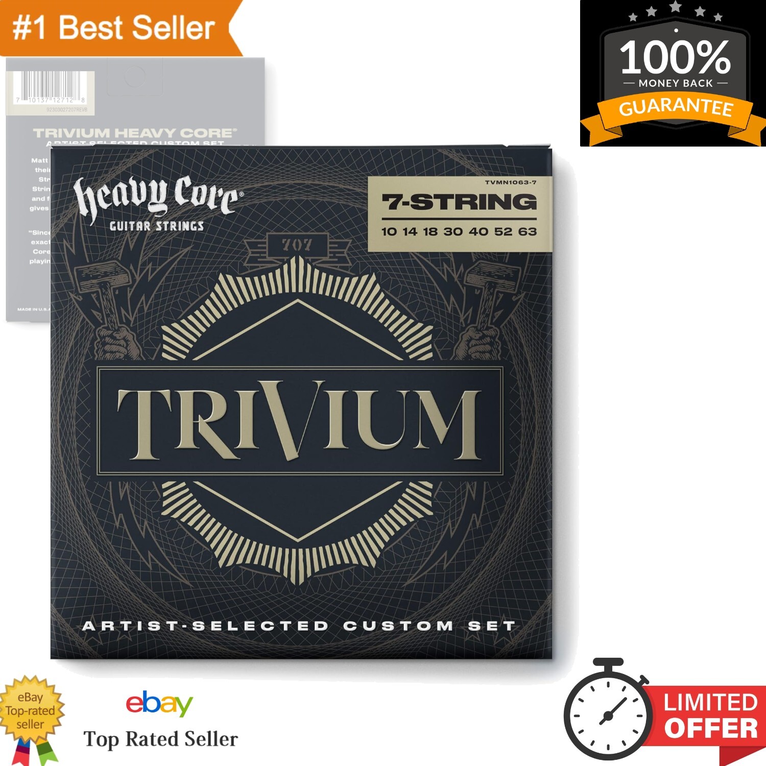 Trivium Heavy Core 10-63 Nickel Guitar Strings 7-String Set Trivium Heavy Core 10-63 Nickel Guitar Strings 7-String Set