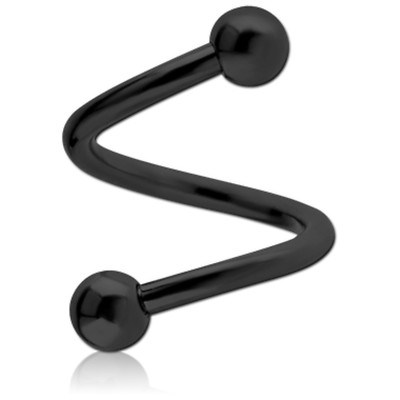 Spiralenpiercing BALL Lippenpiercing Ohrpiercing 1,2MM BLACKLINE Schwarz 