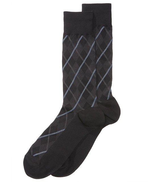 Perry Ellis Men's Printed Dress Socks Size 7 12 Black Soft Microfiber