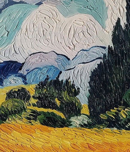 Van Gogh WHEATFIED detail textured Oil Painting 20x24 Framed Canvas **SALE - Picture 3 of 5