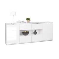 Burton Sideboard In White High Gloss With 4 Doors And Led Burton Sideboard In White High Gloss With 4 Doors And Led