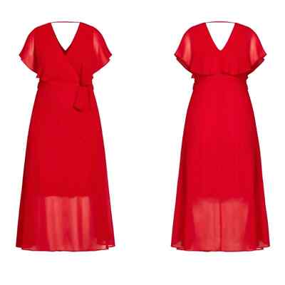 NWT City Chic Dress Softly Tied Lipstick Red XXL = 24 = 3X