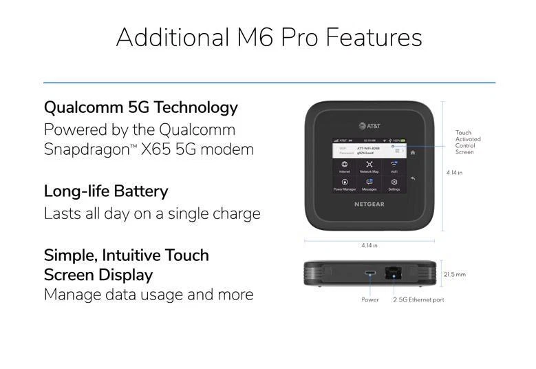 Netgear NightHawk MR6500 M6 Pro WiFi 6E Mobile Hotspot Router (AT&T + Unlocked) - Image 2 of 4