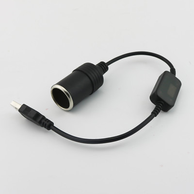 1x USB 2.0 A Male to 12V Car Cigarette Lighter Socket Female Adapter Cable  1FT