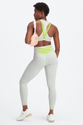 Fabletics Powerhold High Waisted 7/8 Leggings Sz Small Limeade Logo Slice Boost