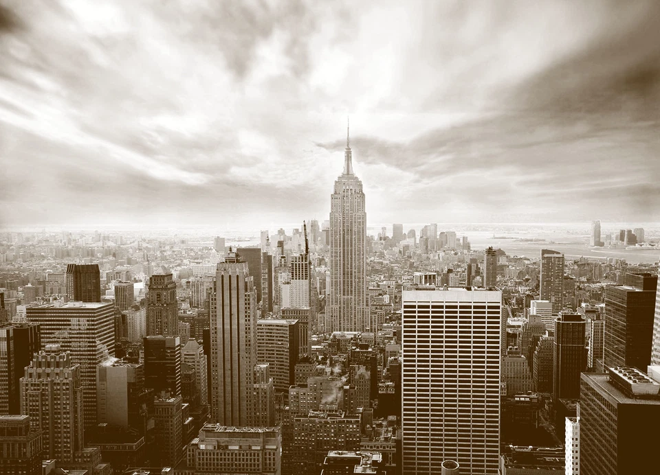 Mural Gigante Papel Pintado New York Paisaje Urbano Sepia Niños Dormitorio Decor - Imagen 2 de 4