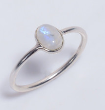 Natural Rainbow Moonstone Handmade Jewelry Fashion Ring 8 US Wedding Gift