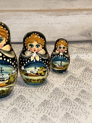 Russian Countryside Hand Painted Matryoshka Nesting Doll Polka Dot- 7 Pce - 7” - Picture 4 of 22