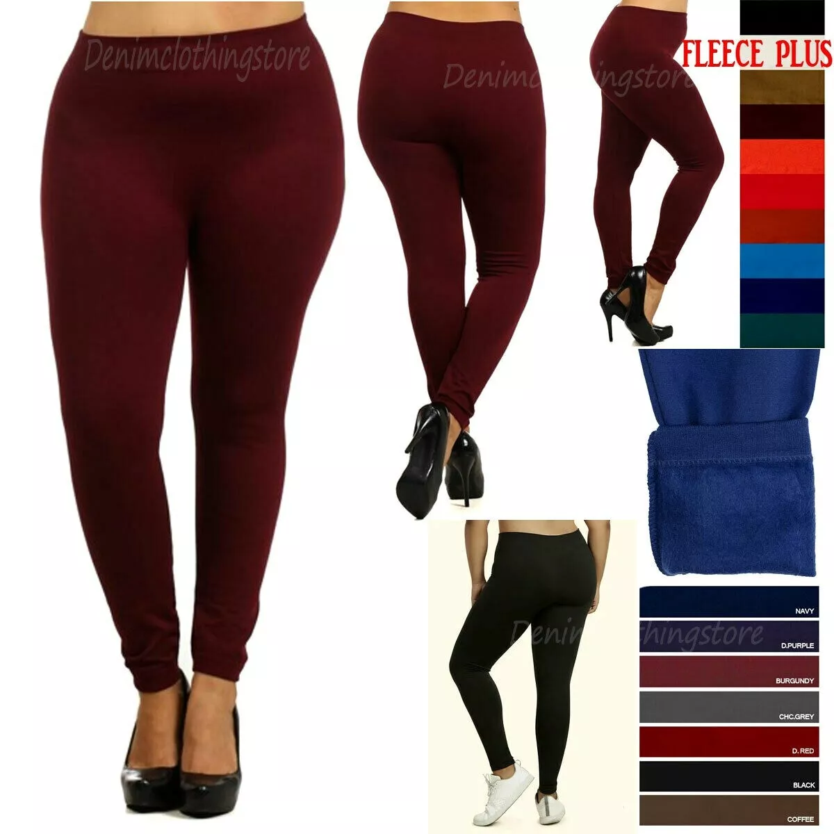 PLUS SIZE WOMEN FLEECE SEAMLESS WARM THICK LINED WINTER LEGGINGS STRETCH  PANTS