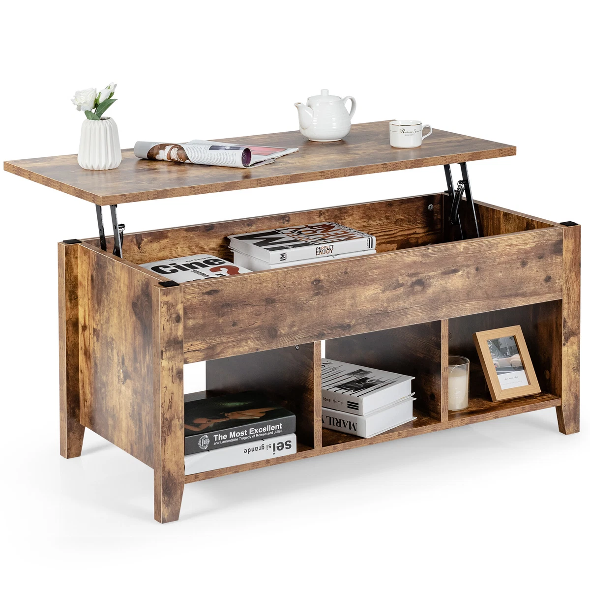 Costway Lift Top Coffee Table w Storage Compartment Shelf Living