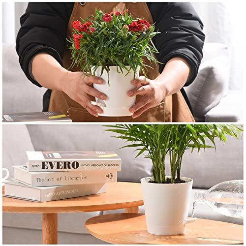 5 Pack 7 Inch SelfWatering Planters Flower Plant Pots for Indoor House