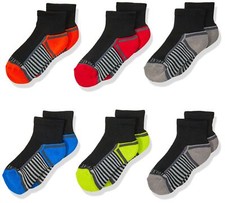 Boy's Little 6 Pair Pack Half Cushion Socks Black assort 9-2.5