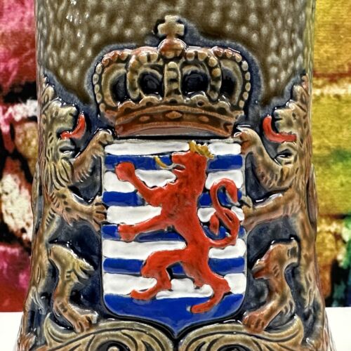 LUXEMBOURGH Original King 2 Beer Stein Lid Lion Crown Brew Country Europe Flag - Picture 11 of 24