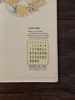 Vintage Original 1945 Esquire Varga Calendar Complete and Intact