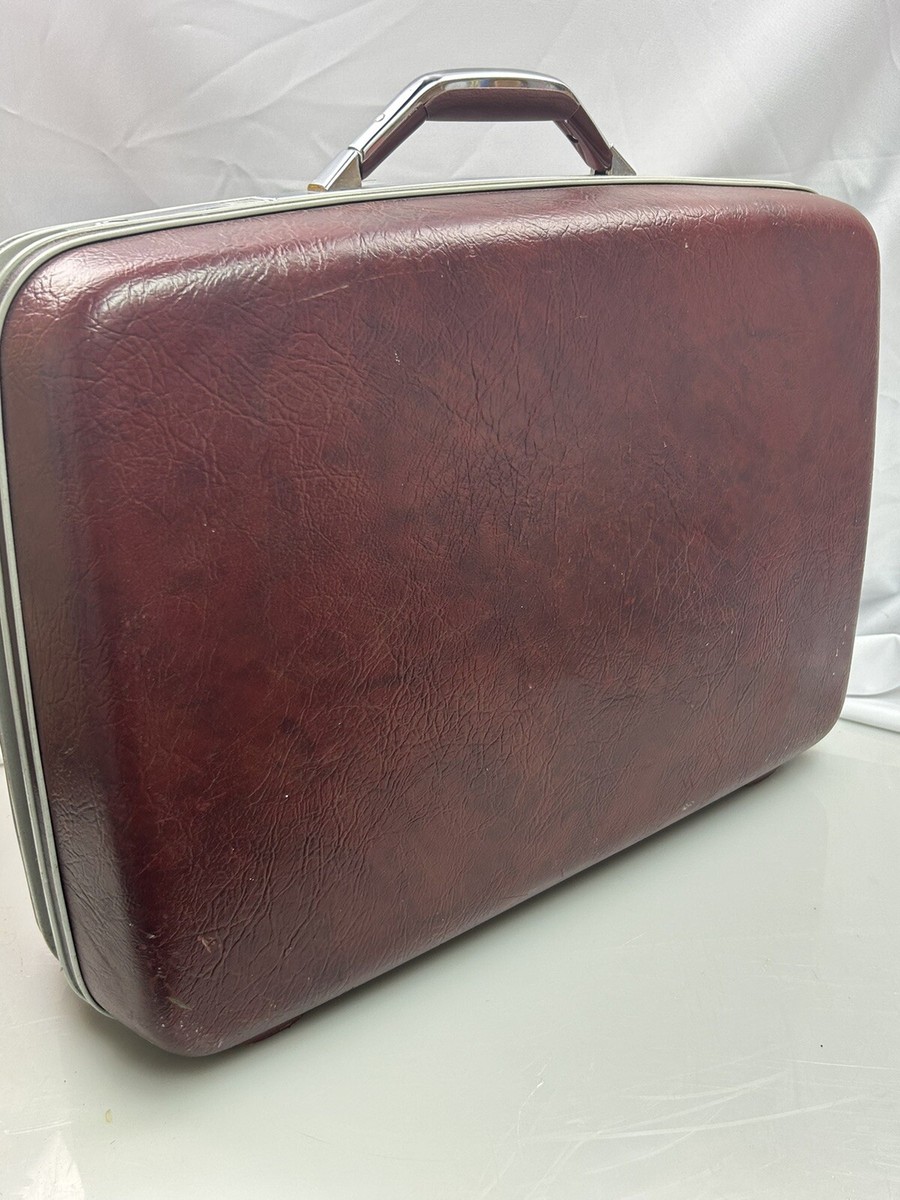 VINTAGE SAMSONITE HARDSIDE SUITCASE LUGGUGE 22” MAROON NO KEYS