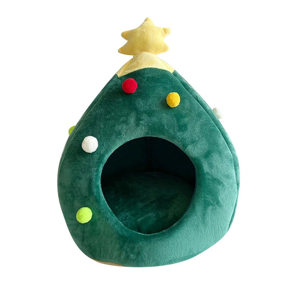 Pet Cat Dog Bed Kennel Puppy Cave Warm Winter Sleeping Bed Christmas Tree ShaPB - image 4 of 4