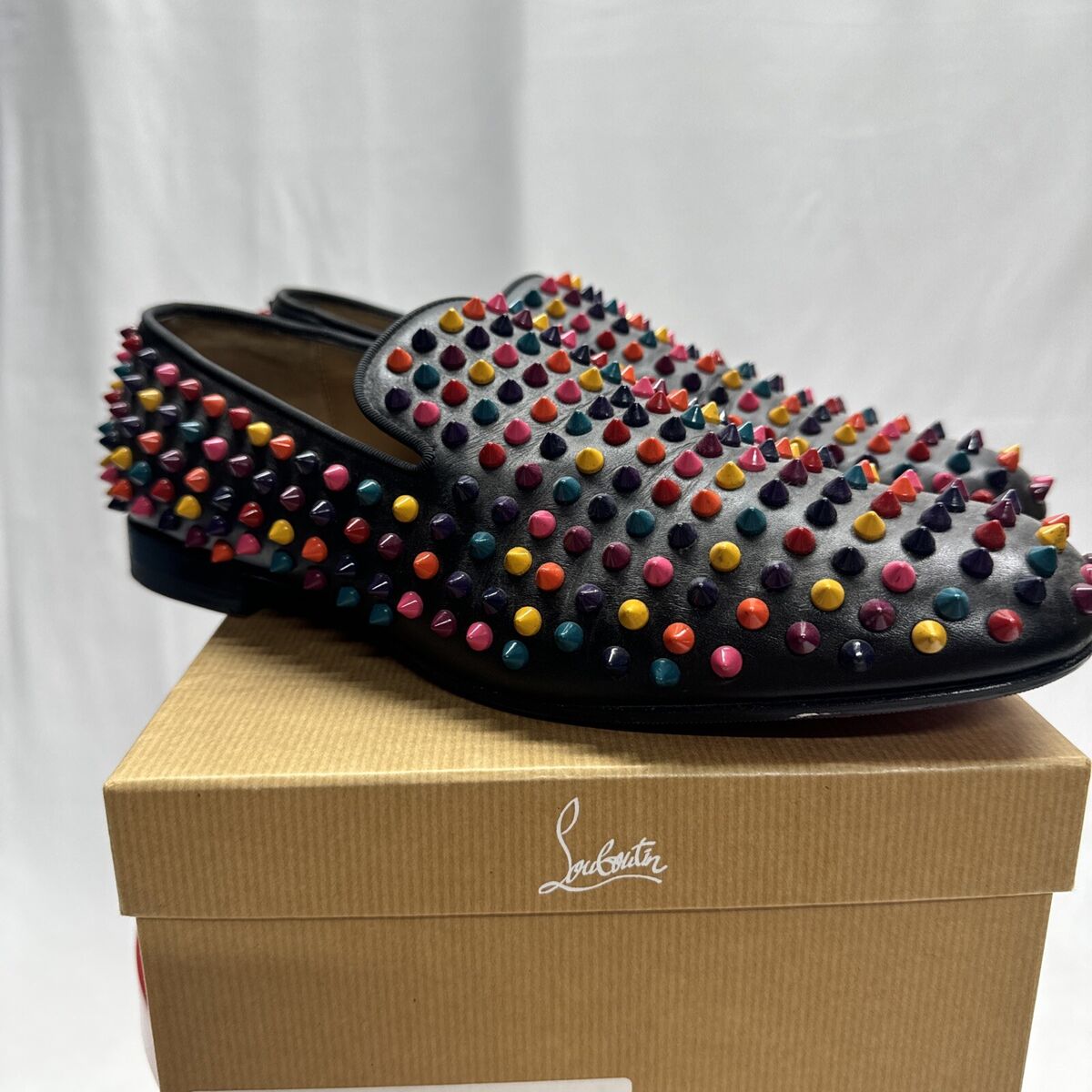 Christian Louboutin Mens Rollerboy Spikes Black Multi Flat Christian Louboutin Mens Rollerboy Spikes Black Multi Flat