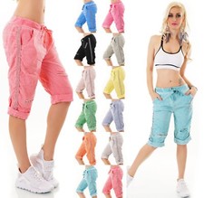 ITALY Damen Capri Bermuda Shorts kurze Hose B...