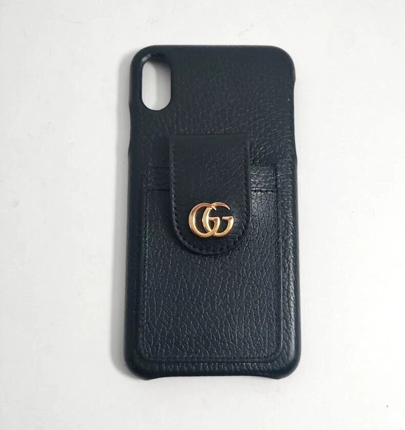 GUCCI Italy Gg Marmont Leather iPhone XR Phone Case Cover - Black GG Gold  Emblem | eBay