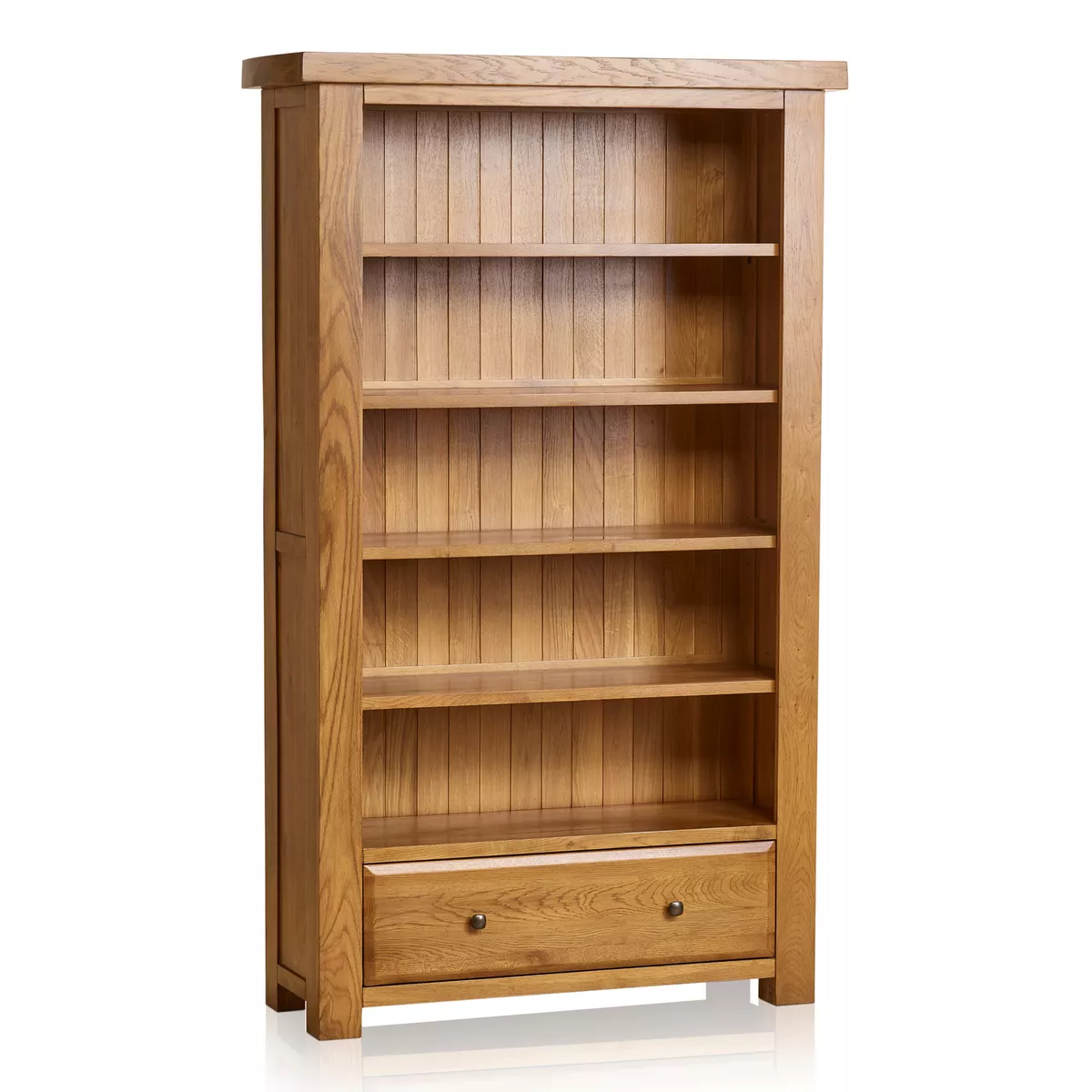 Oak Furnitureland Tall Bookcase Open Display Hercules Rustic Solid